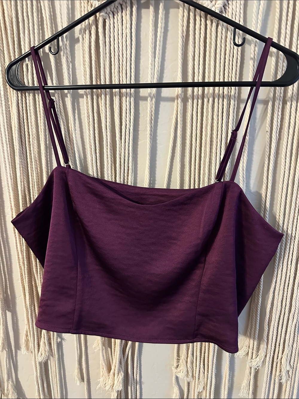 Express Plum Spaghetti Strap Crop Camisole